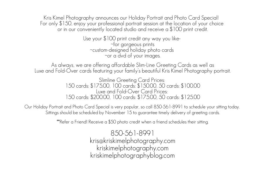kris kimel photography, holiday portrait special Tallahassee, christmas portrait special tallahassee, holiday photo card special Tallahassee