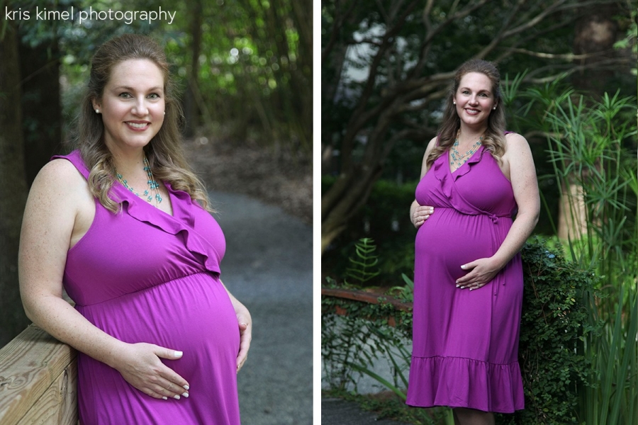 Maternity portrait of happy mother at Oven Park in Tallahssee, FL