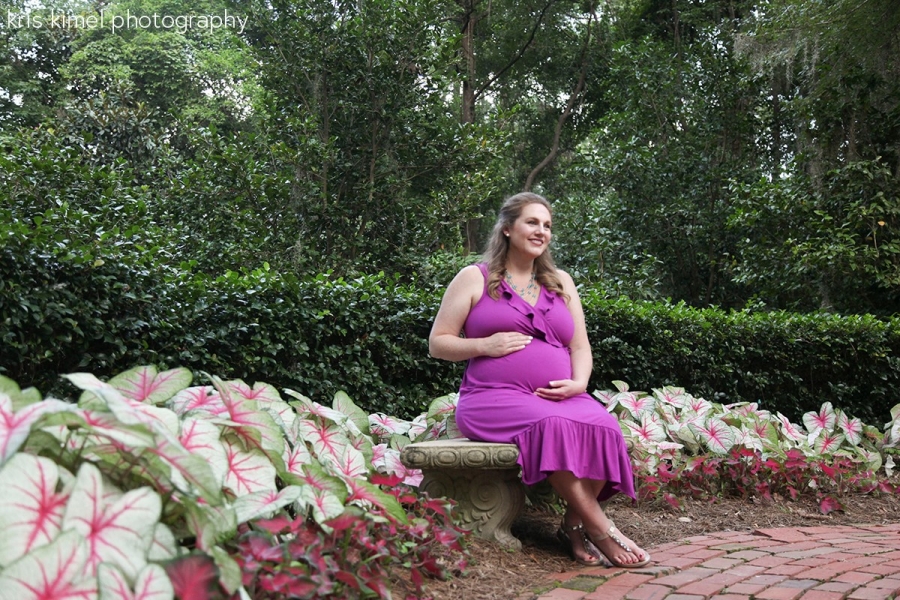 Maternity portrait of happy mother at Oven Park in Tallahssee, FL
