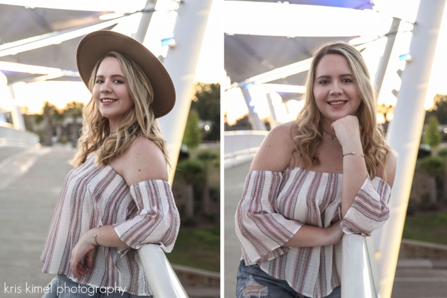 Senior portraits of high school senior girl Cascades Park in downtown Tallahassee