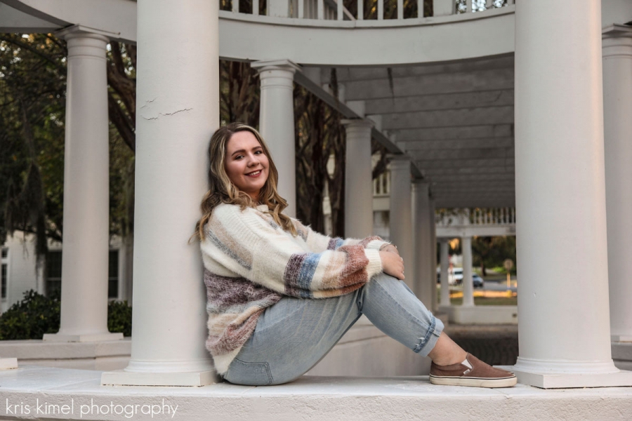 Senior portraits of high school senior girl in downtown Tallahassee