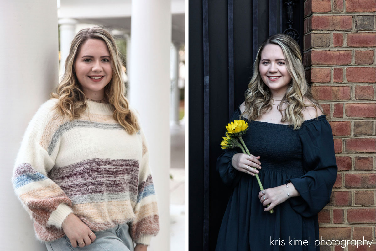 Senior portraits of high school senior girl in downtown Tallahassee