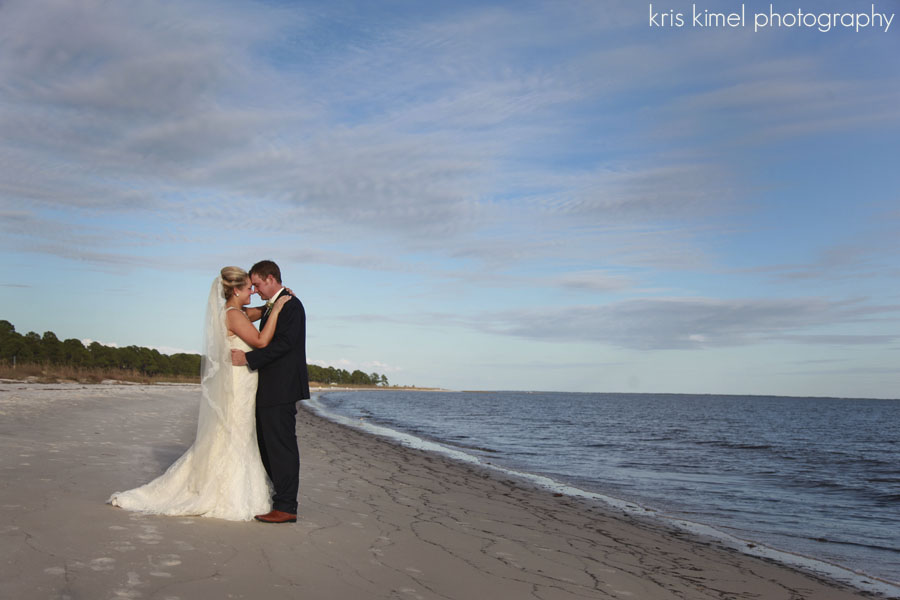 bride and groom on Carrabelle Beach