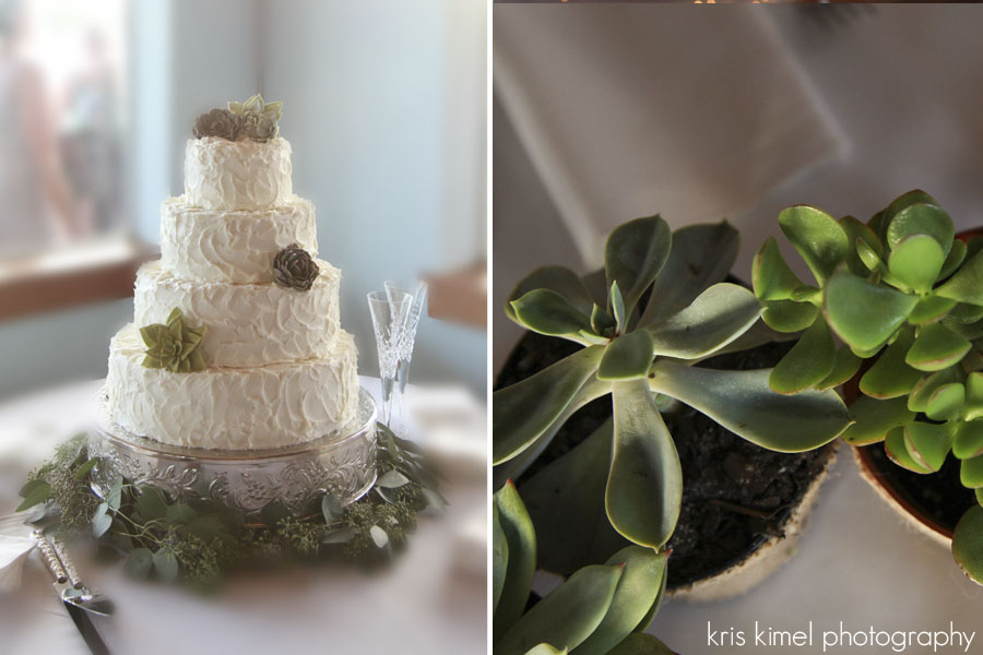 cake and decor at succulant themed wedding
