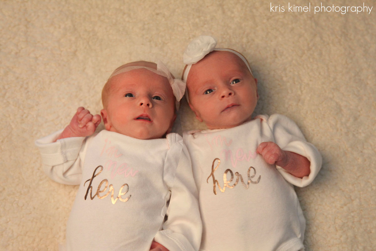 Newborn portrait of twin baby girls