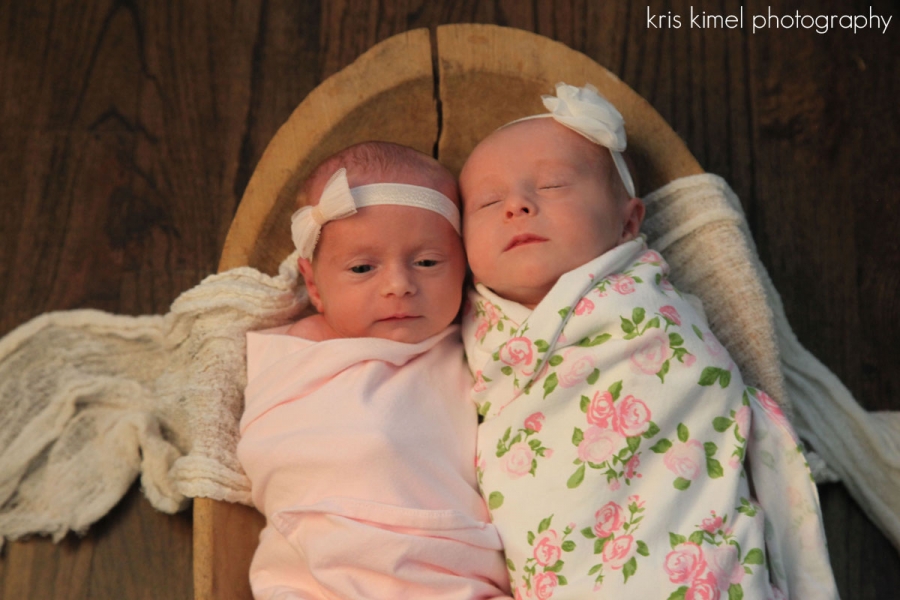 Newborn portrait of twin baby girls