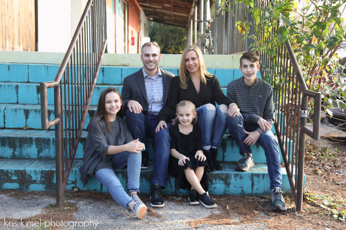 portrait of a family at Railroad Square in Tallahassee, FL