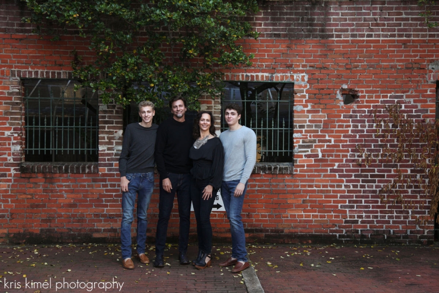 holiday portrait of family taken  on Adams Street in Tallahassee. Florida