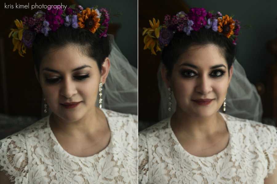 portrait of bride with flower crown