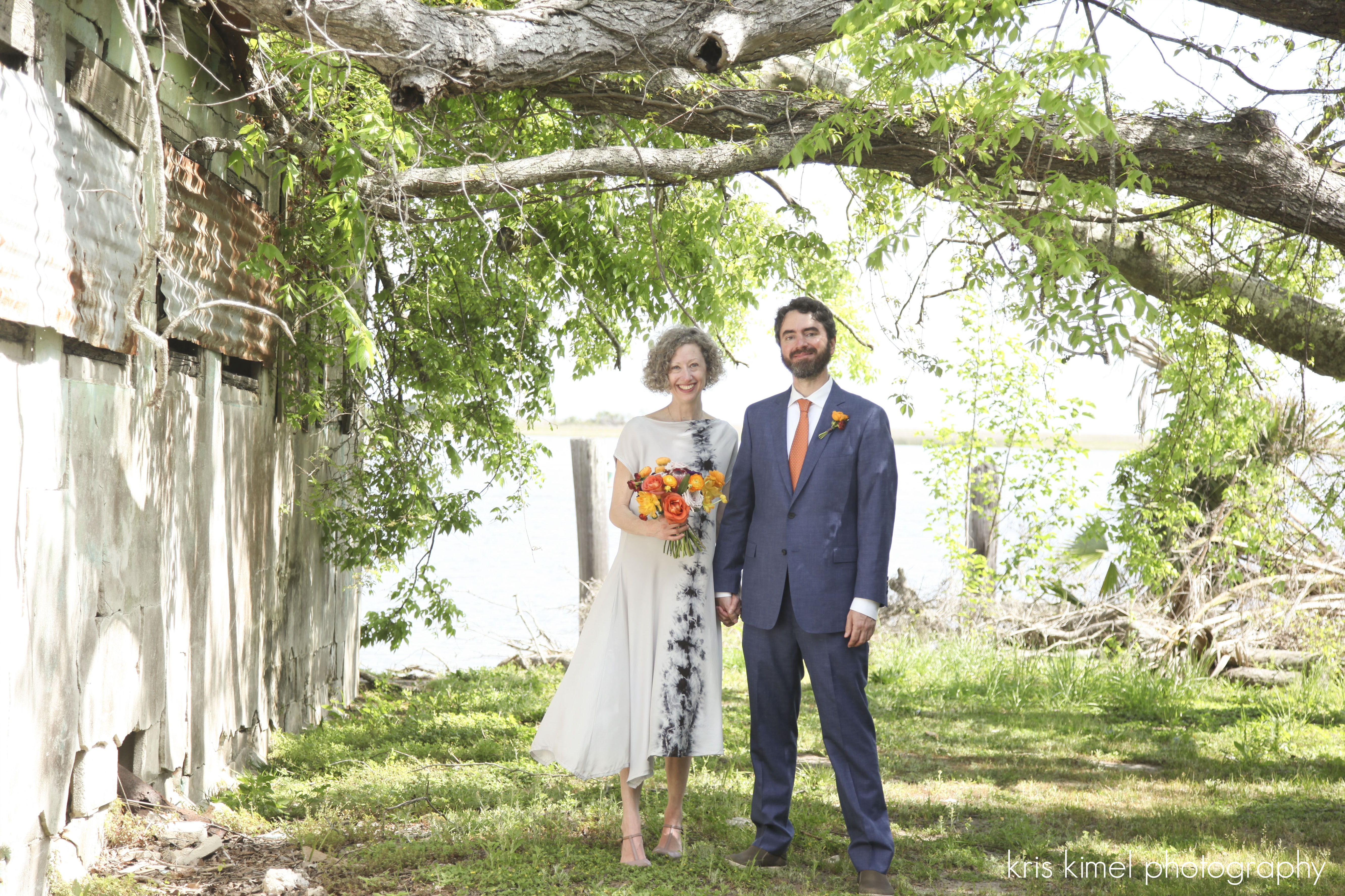 portrait of bride and groom by Kris Kimel Photography in Apalachicola, FL