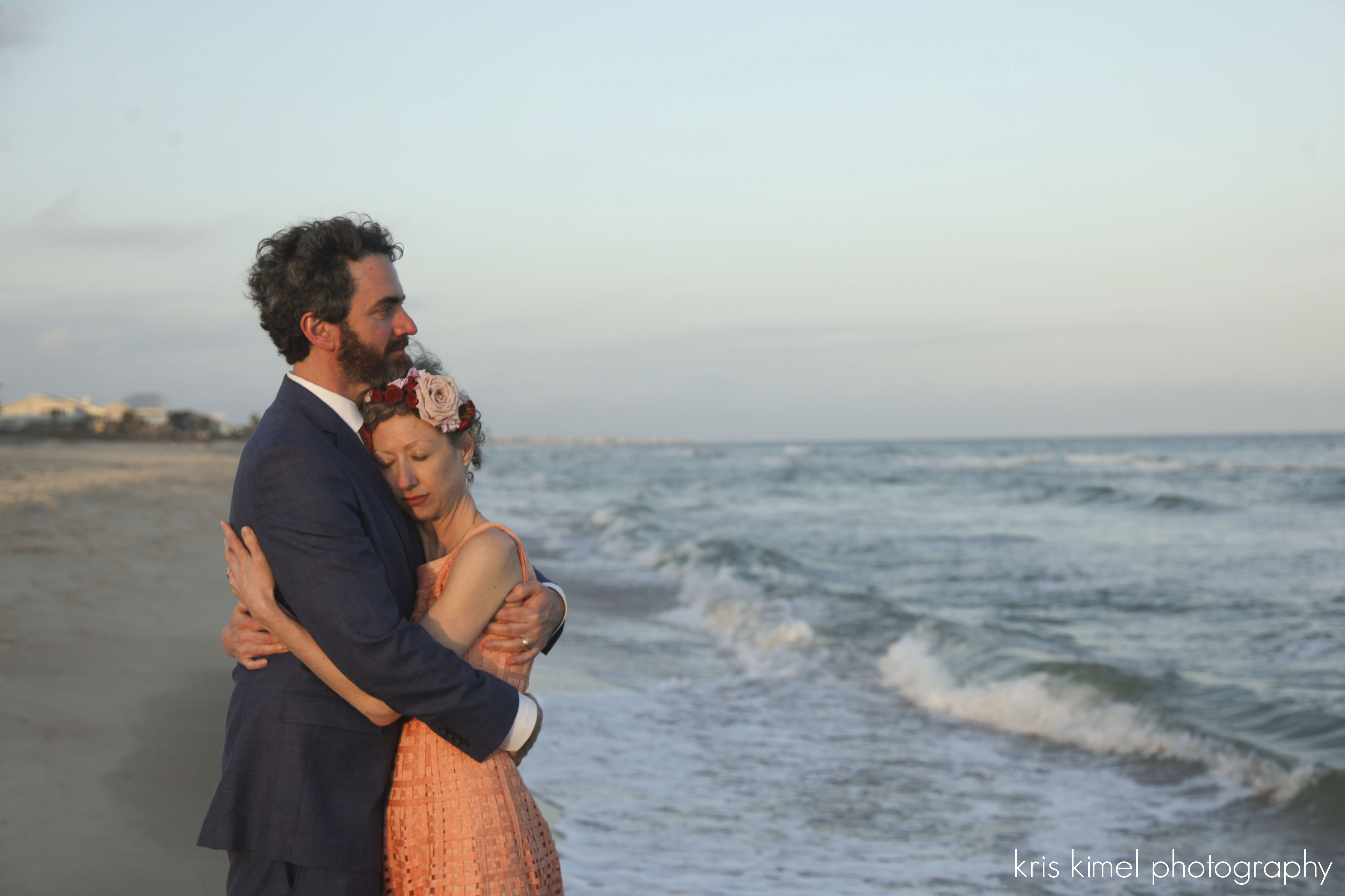 Portrait of bride and groom on St. George Island, FL