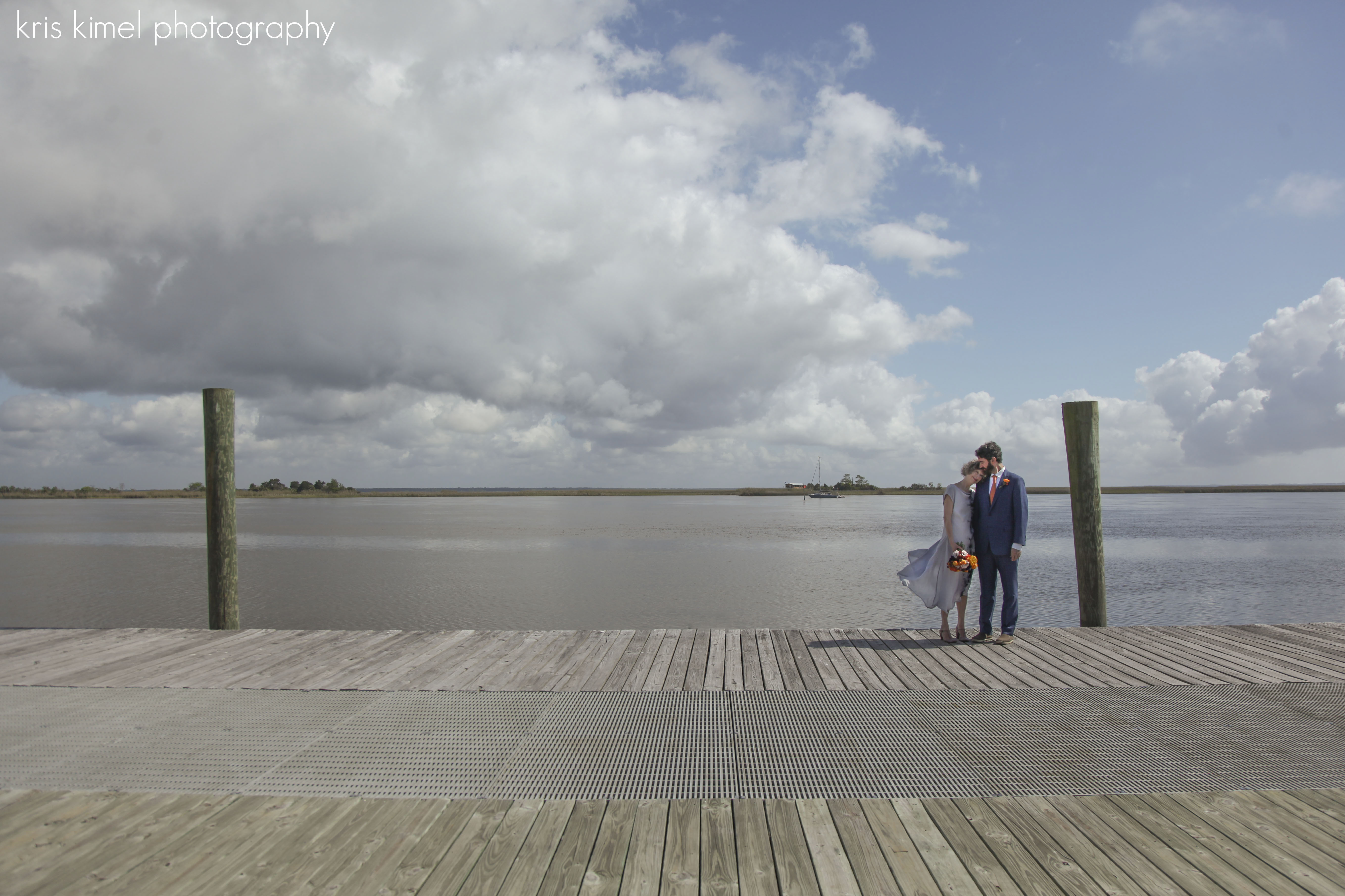 Portrait of bride and groom in Apalachicola, FL