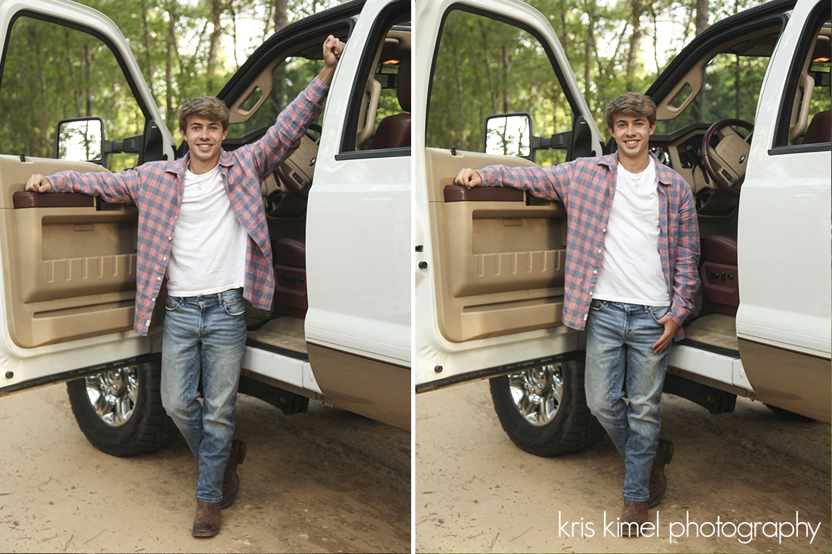Portraits of high school senior taken on a canopy dirt road in Tallahassee Florida by Kris Kimel Photpgraphy
