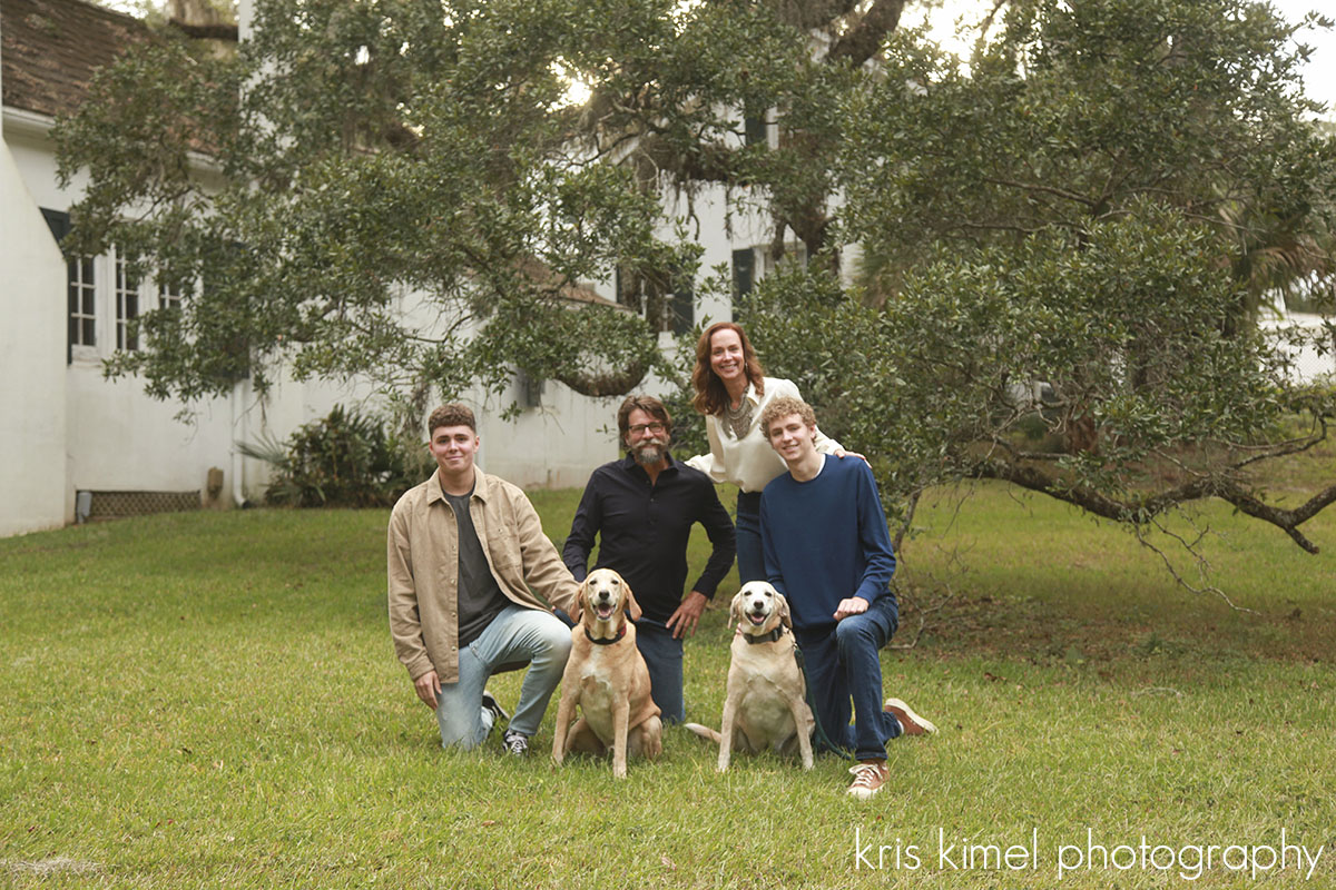Portrait of a family and their dogs at Goodwood Plantation by Kris Kimel Photography